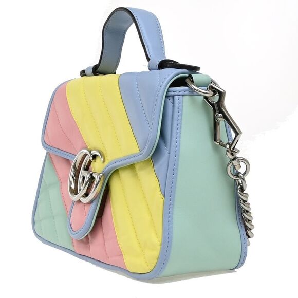 Gucci Gg Marmont Top Handle Bag Leather Multicolour Leather Bag (Pre-Owned) - Picture 3 of 15